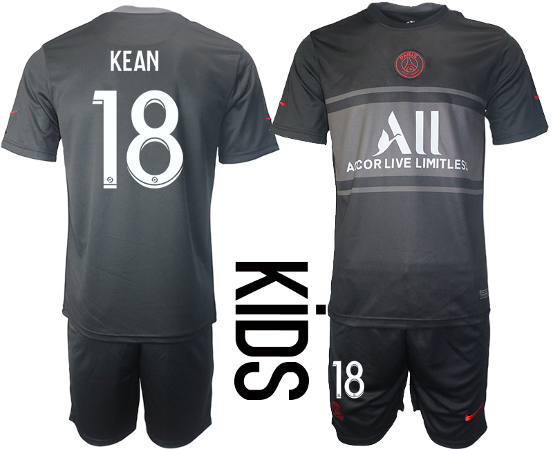 Youth 2021-2022 Club Paris St German Second away black #18 Soccer Jersey->youth soccer jersey->Youth Jersey